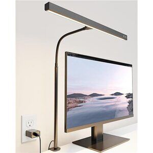LED Desk Lamp for Office Home, Eye-Caring Desk Light with Adjustable Gooseneck